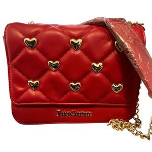 Juicy Couture Red and Gold Quilted Crossbody Bag